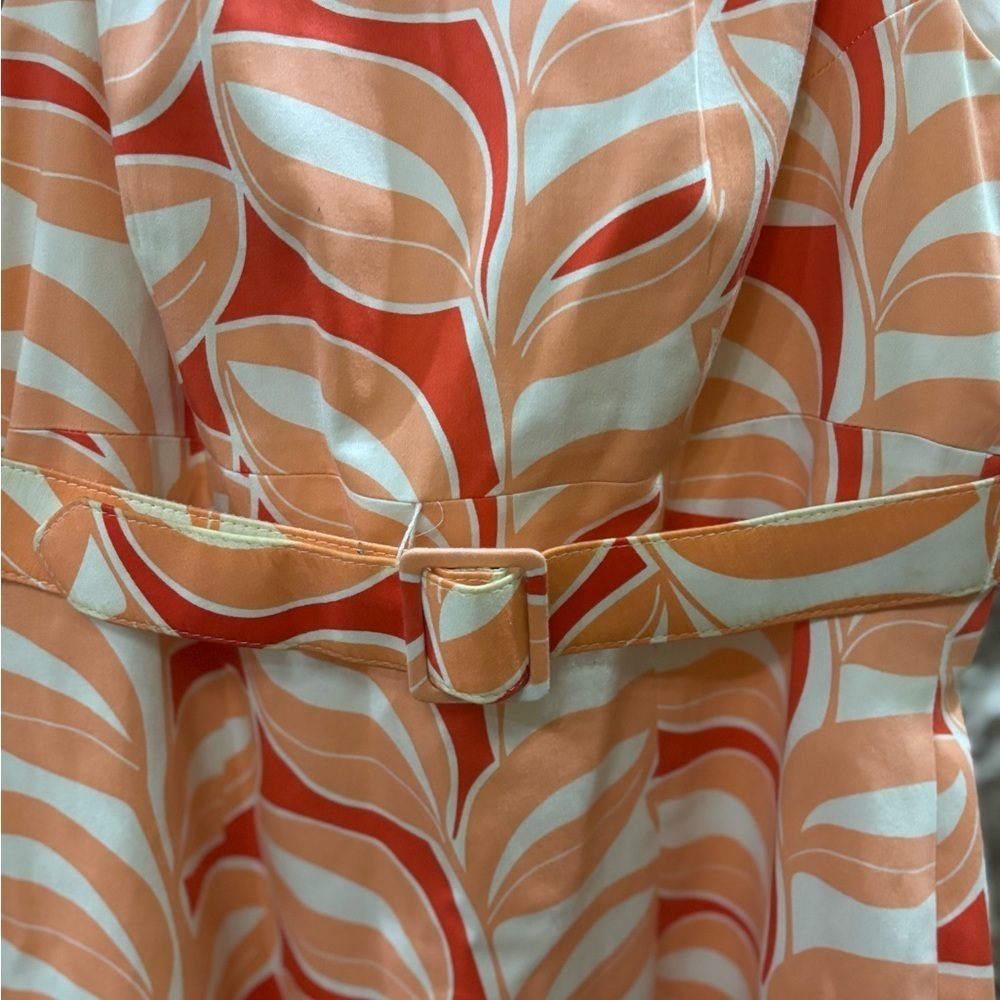 David Meister Retro 60’s 70’s Geomtric Print Belted Sleeveless Dress Size 8 - Picture 2 of 16